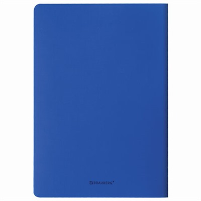 Тетрадь 48 л. в клетку обложка кожзам SoftTouch, сшивка, A5 (147х210мм), СИНИЙ, BRAUBERG RAINBOW, 403876