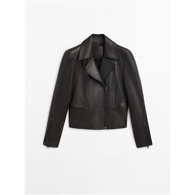 Cazadora biker piel negra