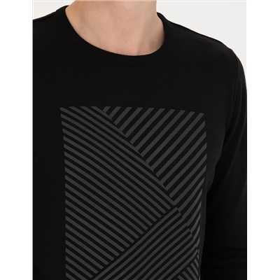 Black Slim Fit Bike Yaka Knitwear свитер