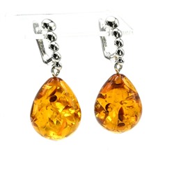 Серьги Капли из янтаря 16*20мм цв.медовый, 8,8г