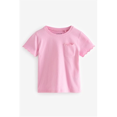 3 Pack Short Sleeve Cotton Scallop Edge T-Shirts (3mths-7yrs)