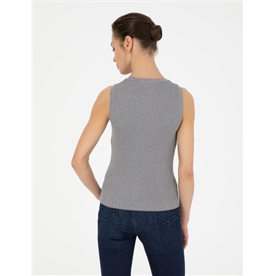 Серый Меландж. Блузка из трикотажа Slim Fit