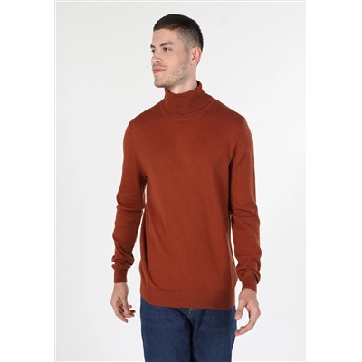 Slim Fit Fisherman воротник Жаккард мужской коричневый свитер