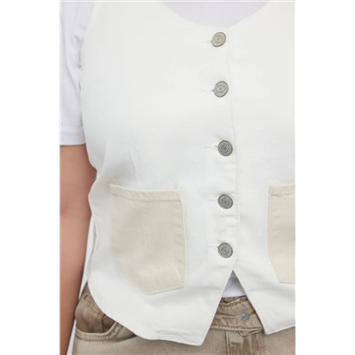 Ecru Pock большой размер denim vest tbbaw25bh00001