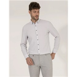 Антрацит Slim Fit рубашка с длинным рукавом