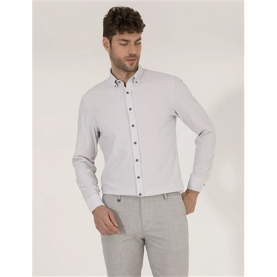 Антрацит Slim Fit рубашка с длинным рукавом