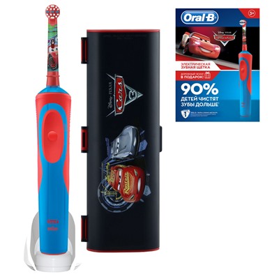 Электрическая зубная щетка Oral-B Vitality Kids Stages Power Тачки (с 3 лет) с футляром