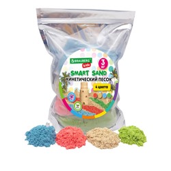 Песок для лепки кинетический, 4 цвета, 3000г, пакет, BRAUBERG KIDS, код 1С, 666005