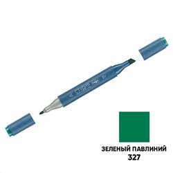 Маркер двусторонний для скетчинга Гамма "Студия", зеленый павлиний, корпус трехгранный, пулевид./клиновид. наконечники