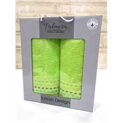 Набор махровых полотенец Турция Штрихи Cotton Delux 2 предмета / Салатовый