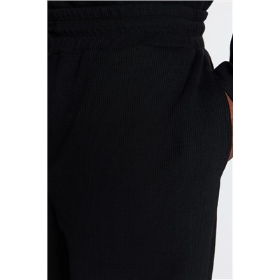 Black Fort Fit Waffletting Pajama Set Tmnaw24AI00001