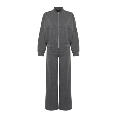Anthracit Ribbed Zippper Вязаная воротничка/брюки с набор Set Twoss24au00119