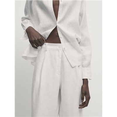 Pantalón lino wide leg