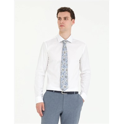Белый бывший Slim Fit Классическая рубашка с длинным рукавом