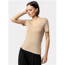 Футболка женская regular fit в бежевом цвете