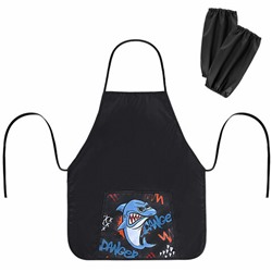 Накидка фартук с нарукавниками для труда ПИФАГОР, 1 карман, 46х54 см, "Angry shark", 272460