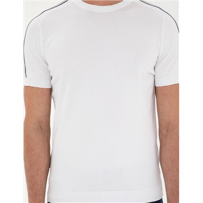 Белый Slim Fit Bike Yaka Triko T -For