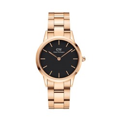 Reloj de cuarzo de acero Iconic Link - 32 mm - Rosa dorado y negro