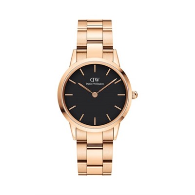 Reloj de cuarzo de acero Iconic Link - 32 mm - Rosa dorado y negro