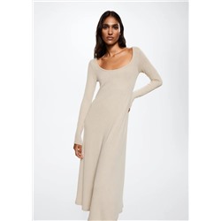Vestido midi canalé -  Mujer | MANGO OUTLET España