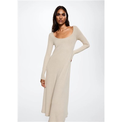 Vestido midi canalé -  Mujer | MANGO OUTLET España