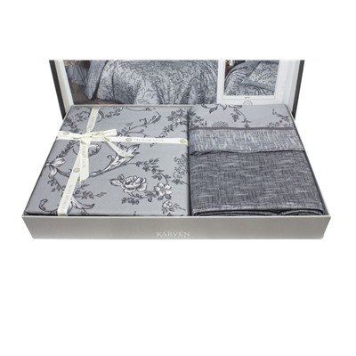 Постельное белье Karven (300 tc) премиум сатин евро N359 DEMA Grey
