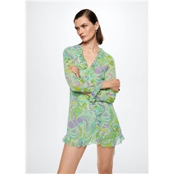 Vestido estampado volantes -  Mujer | MANGO OUTLET España