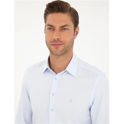 Голубая рубашка с длинным рукавом Astrululy Slim Fit рубашка