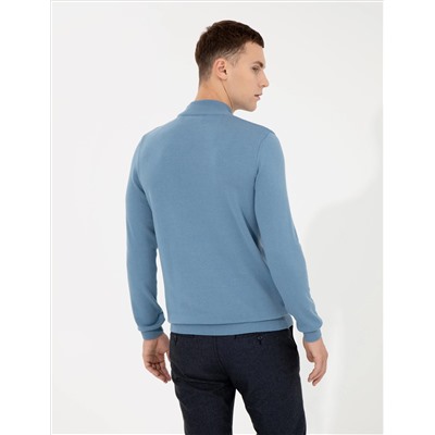 Blue Slim Fit Half Fisherman воротник базовый вязаный свитер