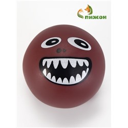 Игрушкка пищащая "Мяч монстр" для собак, 7 см, коричневая