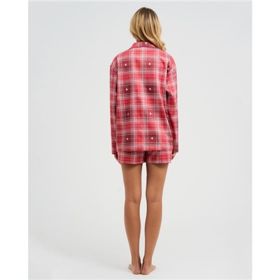 Пижама (рубашка, шорты) женская KAFTAN Red, размер 48-50