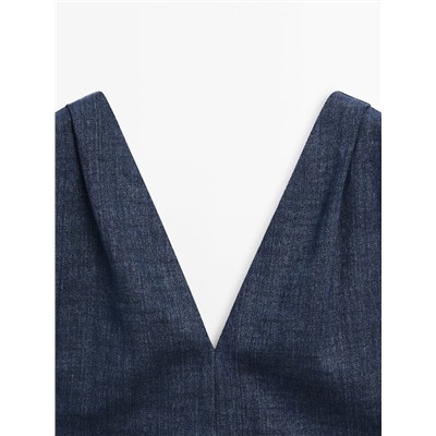 Vestido midi efecto denim tirante ancho