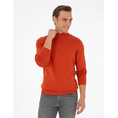 Оранжевый Slim Fit Half Fisherman воротник базовый вязаный свитер