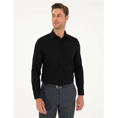 Black Slim Fit рубашка с длинным рукавом Amelor