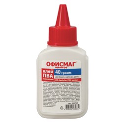 Клей канцелярский ПВА Офисмаг, (для бумаги, картона, дерева), 40 г