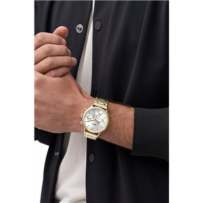 Reloj de cuarzo de acero - Dorado y blanco