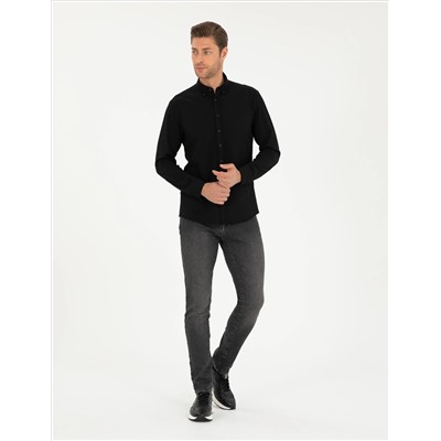 Black Slim Fit рубашка с длинным рукавом