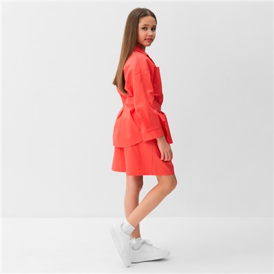 Костюм для девочки (Рубашка и шорты) MINAKU, цвет красный, рост 128 см