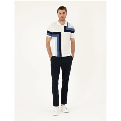 Кнопка Ecru Slim Fit с Polo Yaka Knitwear T -Fork