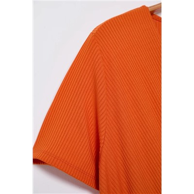 Orange v -neck Stakter вязание платья большого размера TBBSS22EL1638