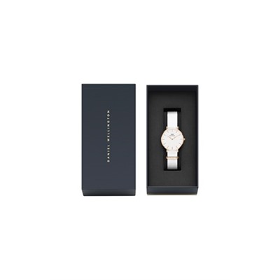 Reloj de cuarzo de poliéster Dover - 32 mm - Blanco y rosa dorado