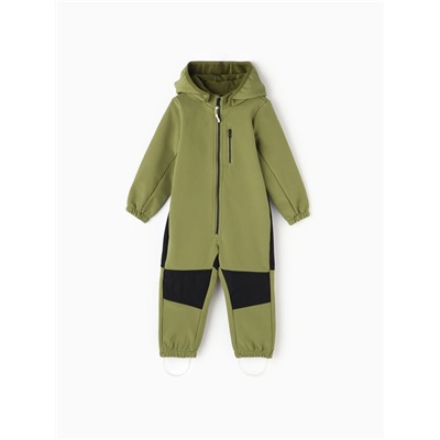Комбинезон демисезонный для мальчиков MINAKU из Softshell на флисе, непромокаемый, оливковый, рост 128 см