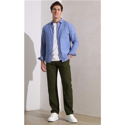 Брюки лен F111-0855 khaki