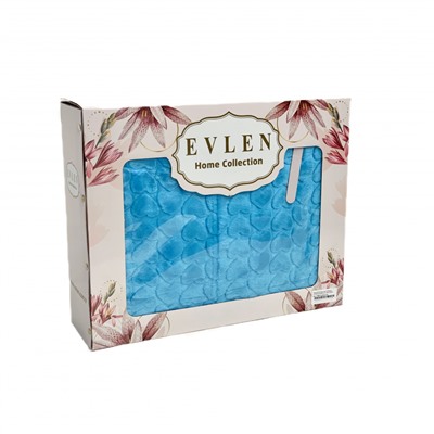 Плед EVLEN Super Soft СЕРДЦЕ 180*240 в коробке п/э Р 945 голубой (Акция)
