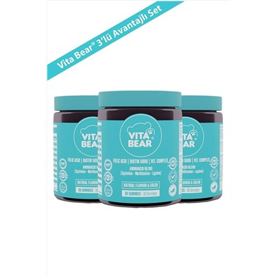 3шт Витамины для волос Vita Bear Strong Hair Gummy Hair, 180 шт