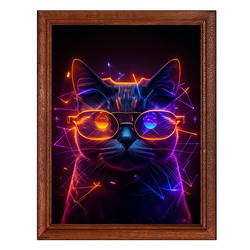 POSV-0382 Постер в рамке 17x23см Кибер кот в очках