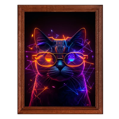 POSV-0382 Постер в рамке 17x23см Кибер кот в очках