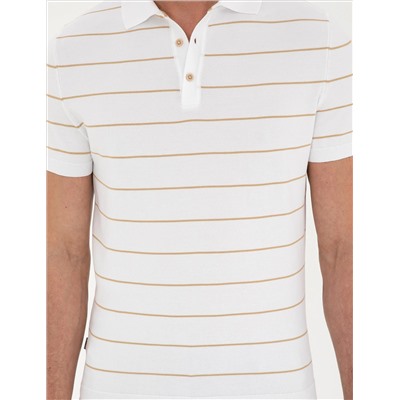 Brown Slim Fit Button с воротником поло