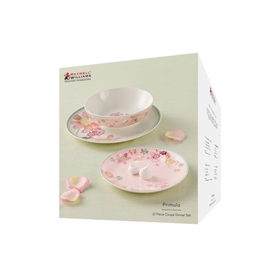 Сервиз обеденный, 4прес, 12 пр, фарфор P, розовый, Примула, Primula, 63012