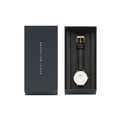 Reloj de cuarzo de piel y chapado en oro amarillo Petite Sheffield